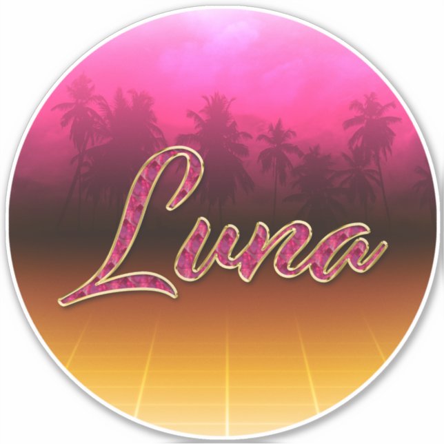 Adesivo Luna Vorname Name golden pink Aufkleber Sticker (Frente)