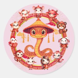 Adesivo Lunar Chinês, Ano Novo Cobra Design 1