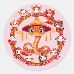 Adesivo Lunar Chinês, Ano Novo Cobra Design 1