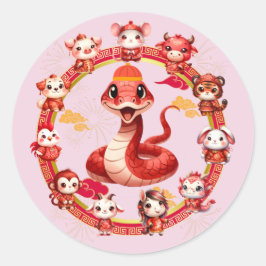 Adesivo Lunar Chinês, Ano Novo Cobra Design 2