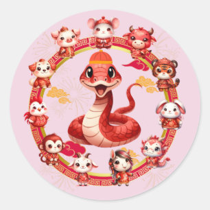 Adesivo Lunar Chinês, Ano Novo Cobra Design 2