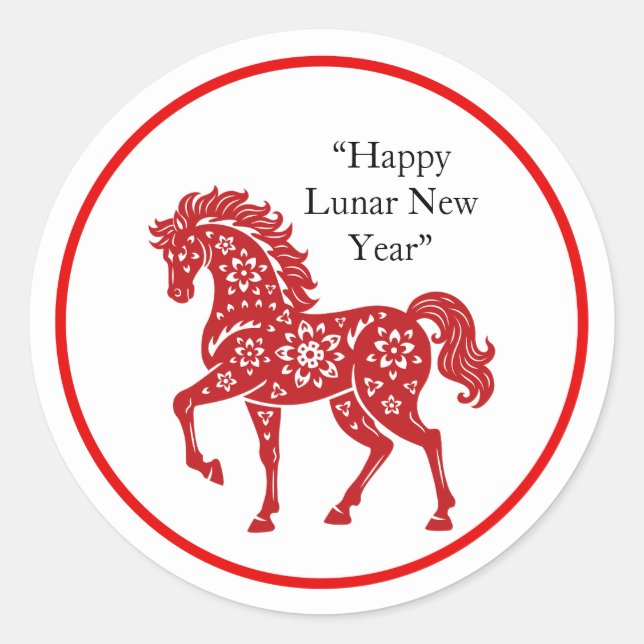 Adesivo Lunar New Year Horse Sticker Pack Red Floral (Frente)