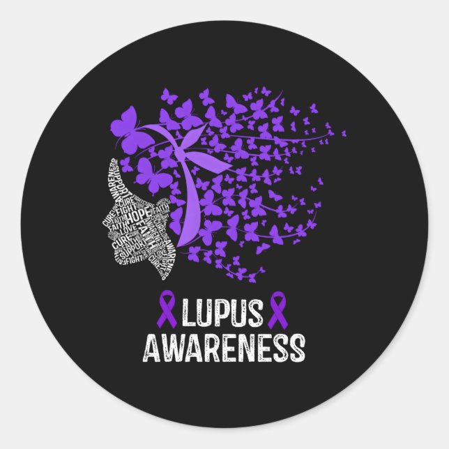 Adesivo Lupus Awarness Borboletas Roxas (Frente)