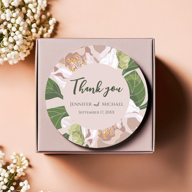 Adesivo Lush Flower e Greenery Elegante (Lush Flower and Greenery Elegant Classic Round Sticker)