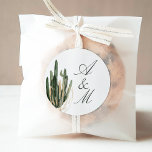 Adesivo Lush Watercolor Desert Cactus Monograma<br><div class="desc">Este obrigado de 1, 5 polegadas que você cola apresenta um cacto de aquarela e uma fonte elegante de script.</div>