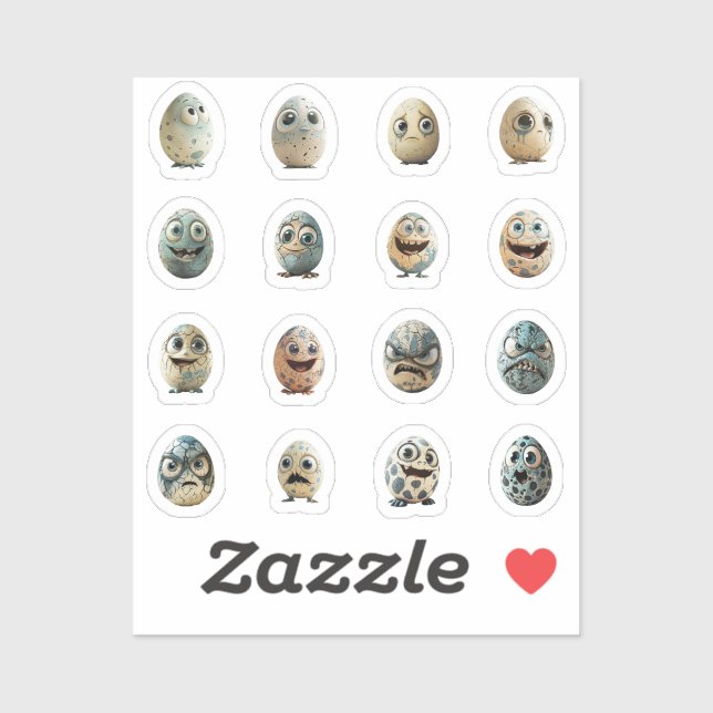 Adesivo Lustige Chibi-Ostereier-Sticker – 16 Stück (Folha)