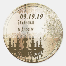 Adesivo Lustre Vintage Dourado Selo de Casamento