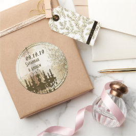 Adesivo Lustre Vintage Dourado Selo de Casamento