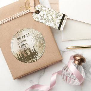Adesivo Lustre Vintage Dourado Selo de Casamento