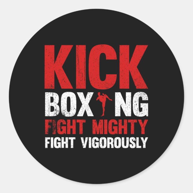 Adesivo Luta de Kickboxing Luta Poderosa Luta Vigorosament (Frente)