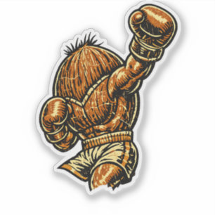 Adesivo Lutador Peso Pesado Coco — Lutador Retro Vintage 