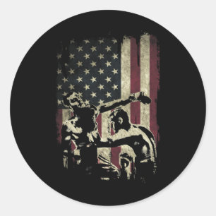 Adesivo Lutadores de Kickboxing na Bandeira Americana Patr