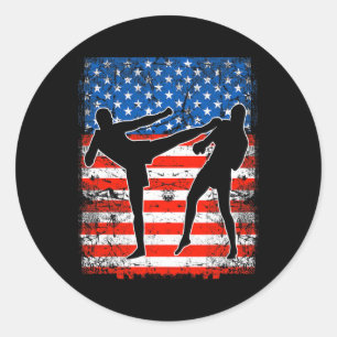 Adesivo lutadores de kickboxing na bandeira americana patr