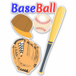 Adesivo (Luva, Chapéu, Bola, Jogador de Bat) Arte De Baseb