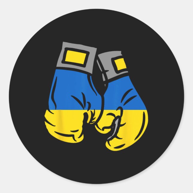 Adesivo Luva de Boxe Com a Bandeira da Ucrânia  (Frente)