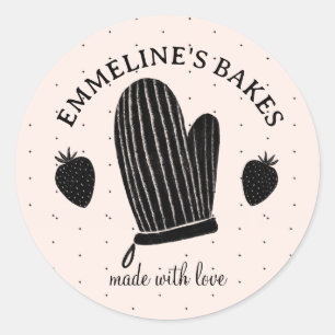 Adesivo Luva de Forno Ilustrada Baker Cook Feita Com Amor