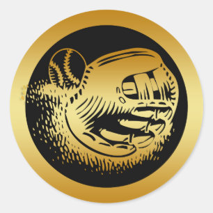 ADESIVO LUVA E BOLA DE BASEBOL DOURADO
