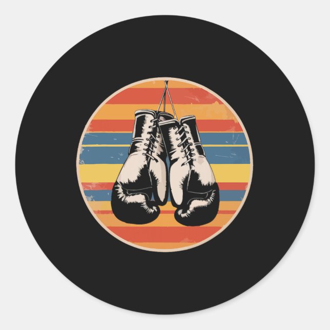 Adesivo Luvas de Boxe Kickboxing Amante do Boxe Retro Boxe (Frente)