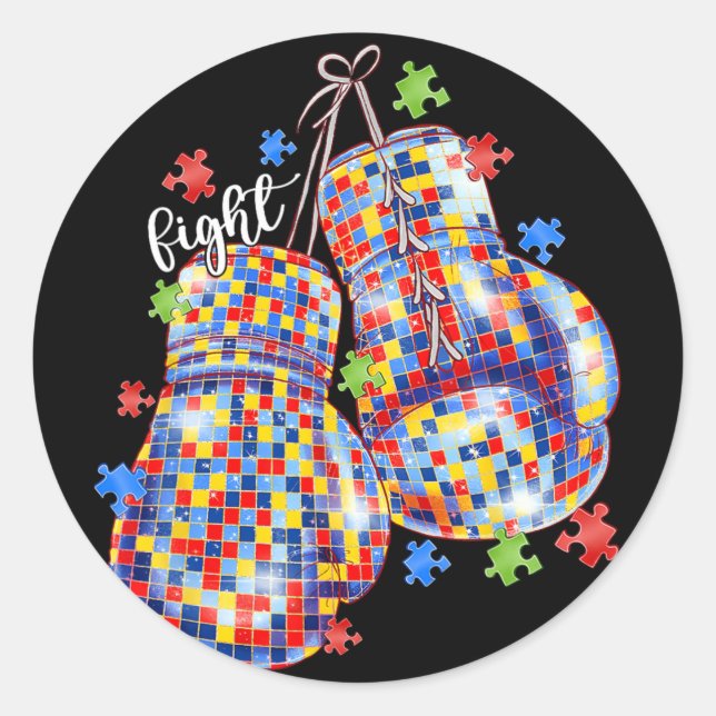 Adesivo Luvas de Boxe Peça de Puzzle de Conscientização do (Frente)