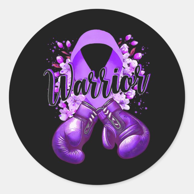 Adesivo Luvas de Boxe Warrior Purple Ribbon Lupus (Frente)