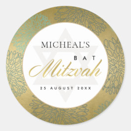 ADESIVO LUX FAUX WHITE DOURADO DAHLIA FLORAL BAR BAT MITZV