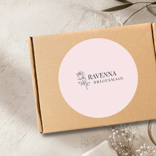 Adesivo Luxo Arte de Linha Rosa Bege Personalizado Nome