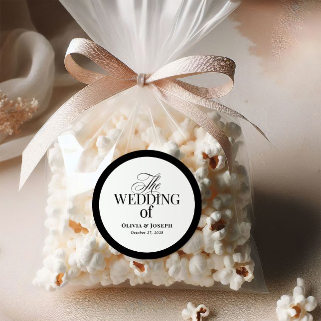 Adesivo Luxo Clássico | Casamento Negro e Branco Elegante (Criador carregado)