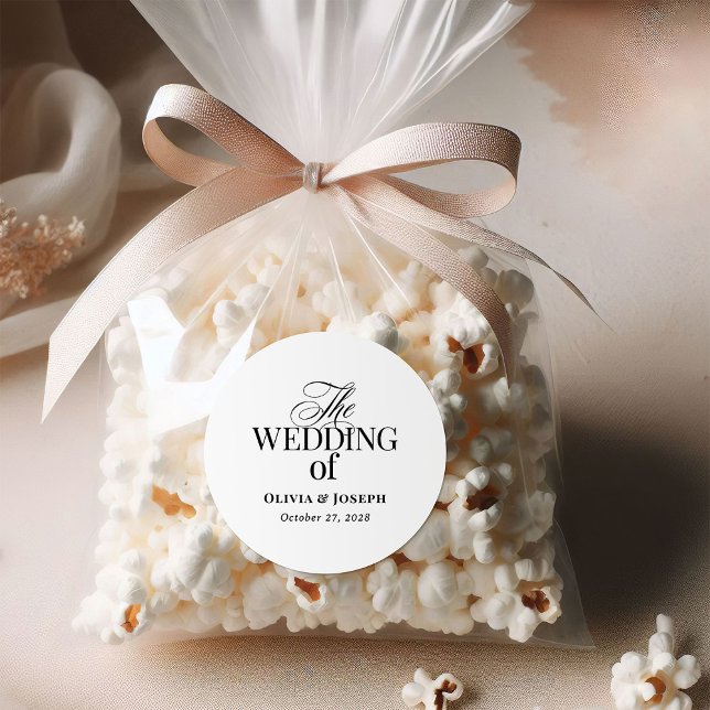 Adesivo Luxo Clássico | Casamento preto e branco simples (Criador carregado)