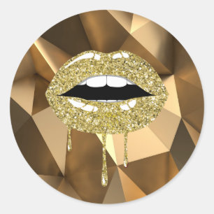 Adesivo Luxo Dourado Glam Falso Brilho Gotejante Lábios Go