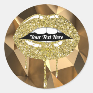 Adesivo Luxo Dourado Glam Falso Brilho Gotejante Lábios Go