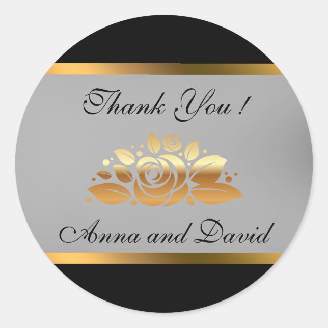 Adesivo Luxo Moderno Preto Dourado Adicione Seu Texto (Frente)