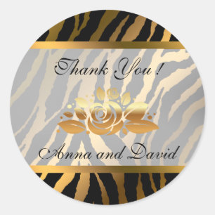 Adesivo Luxo Moderno Tigre Dourado Adicione Seu Texto