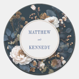 Adesivo Luxo Navy Dourado Branco Peônia Casamento Moody