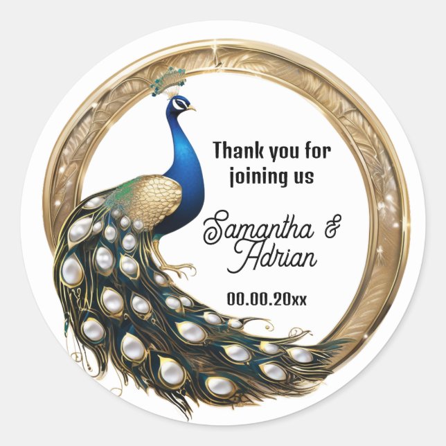 Adesivo Luxo pavão pássaro-do-campo art nouveau obrigado v (Frente)