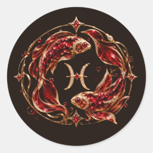 Adesivo Luxo Peixes Zodíaco Vermelho