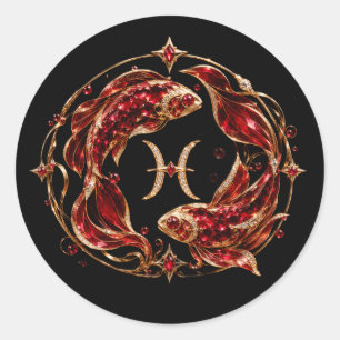 Adesivo Luxo Peixes Zodíaco Vermelho