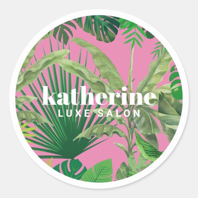 Adesivo Luxo Tropical Moderna Boutique & Salon Rosa (Frente)