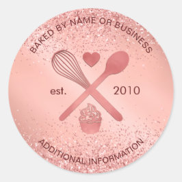 Adesivo Luxuoso Glitter de Ouro Rosa Padaria Cupcake Paste