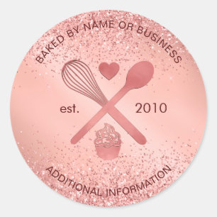 Adesivo Luxuoso Glitter de Ouro Rosa Padaria Cupcake Paste