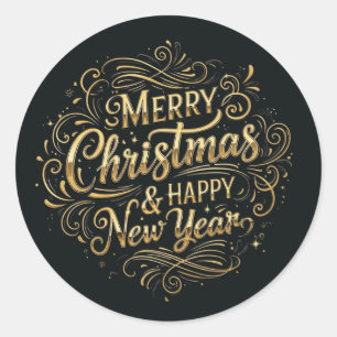 Adesivo Luxuoso Merry Christmas em letra cursiva preta e d