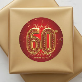 Adesivo Luxuoso Vermelho Dourado Rubi Joia Glam 60º Aniver