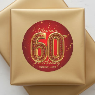 Adesivo Luxuoso Vermelho Dourado Rubi Joia Glam 60º Aniver