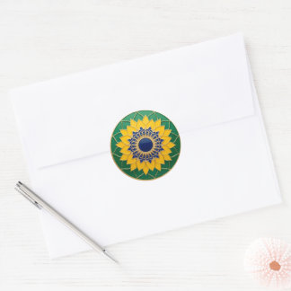 Adesivo Luxury 3D Solar Mandala Keychain - Gold & Emerald