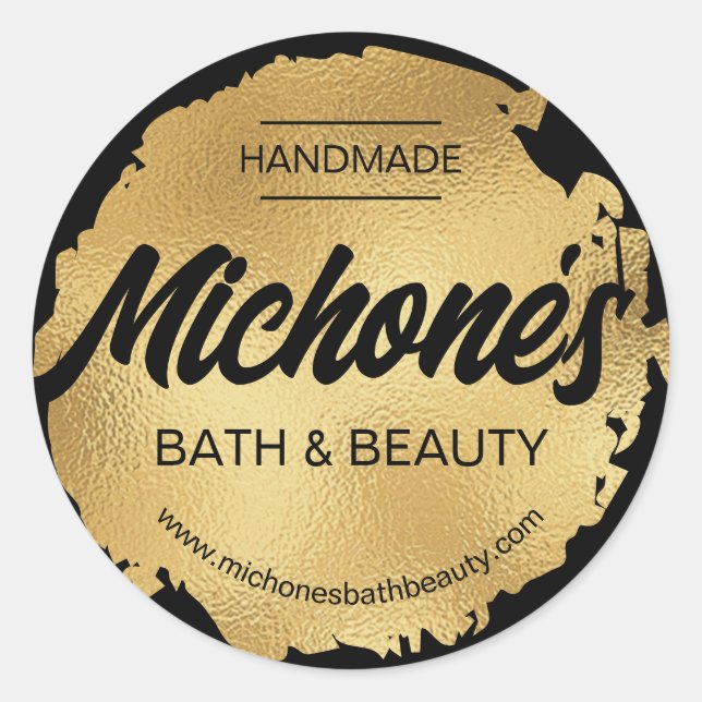 Adesivo Luxury Black Gold Foil Moderna Negócios Personaliz (Frente)