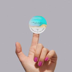 Adesivo Luxury Blue White Dourado Agate Business Obrigado