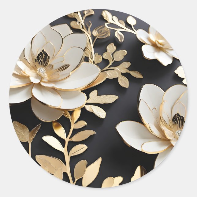 Adesivo Luxury Branco e Dourado Floral (Frente)