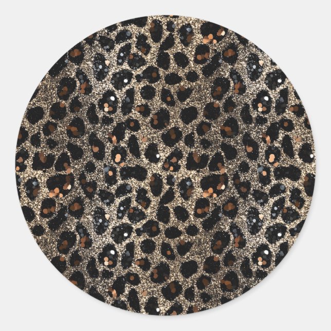 Adesivo Luxury Glitter Brown Black Gold Leopard Pattern (Frente)