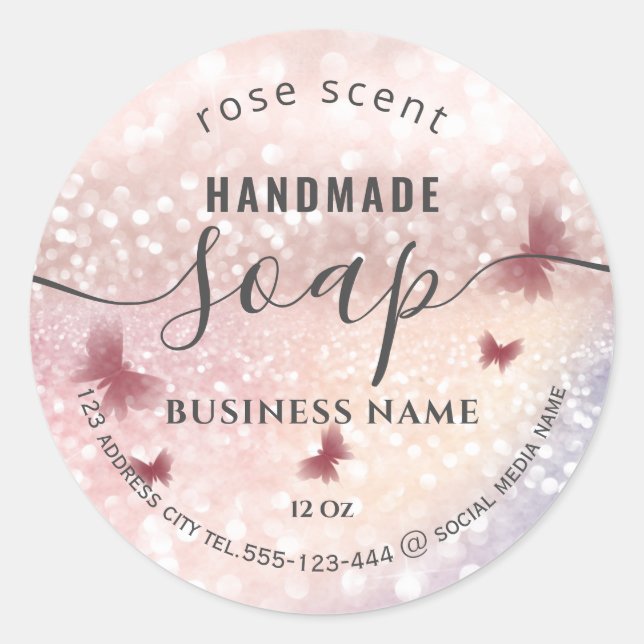 Adesivo Luxury glittery romantic butterfly soap (Frente)