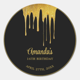 Adesivo Luxury Preto e Dourado Lixeira Doce 16 Aniversário