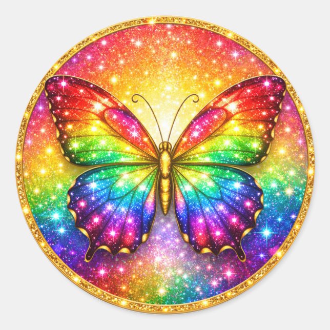 Adesivo Luxury Rainbow Butterfly Circle (Frente)